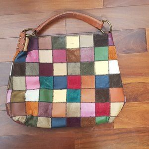 Lucky Brand Vintage Inspired Multi Color Patchwork Hobo Bag